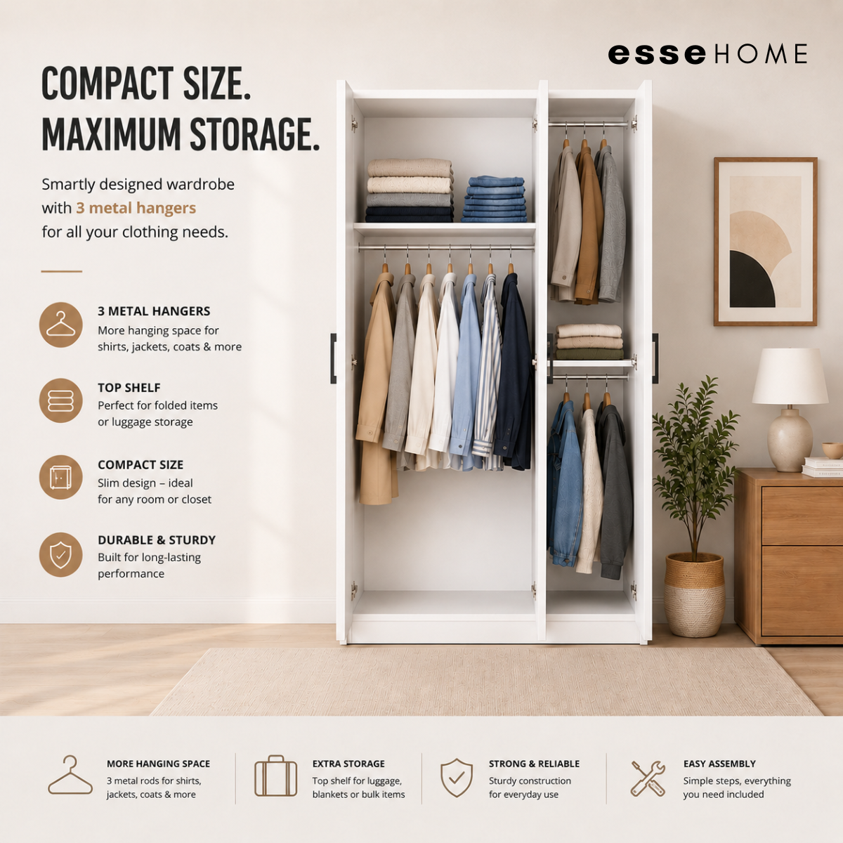 3 Door Wardrobe 178cm — 5