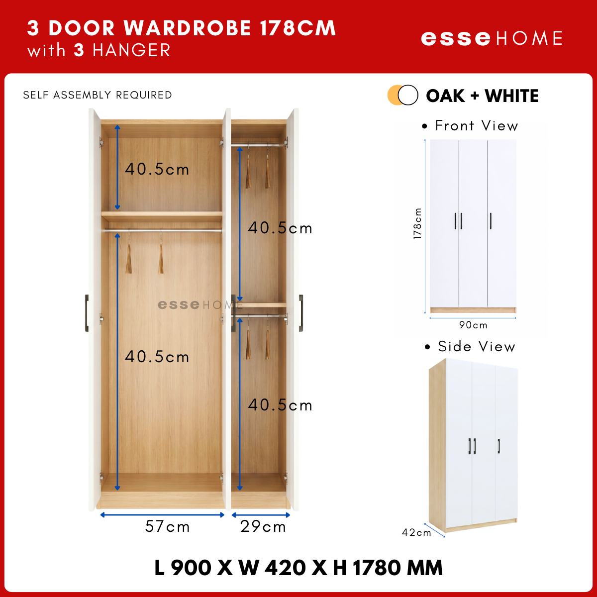 3 Door Wardrobe 178cm — 12