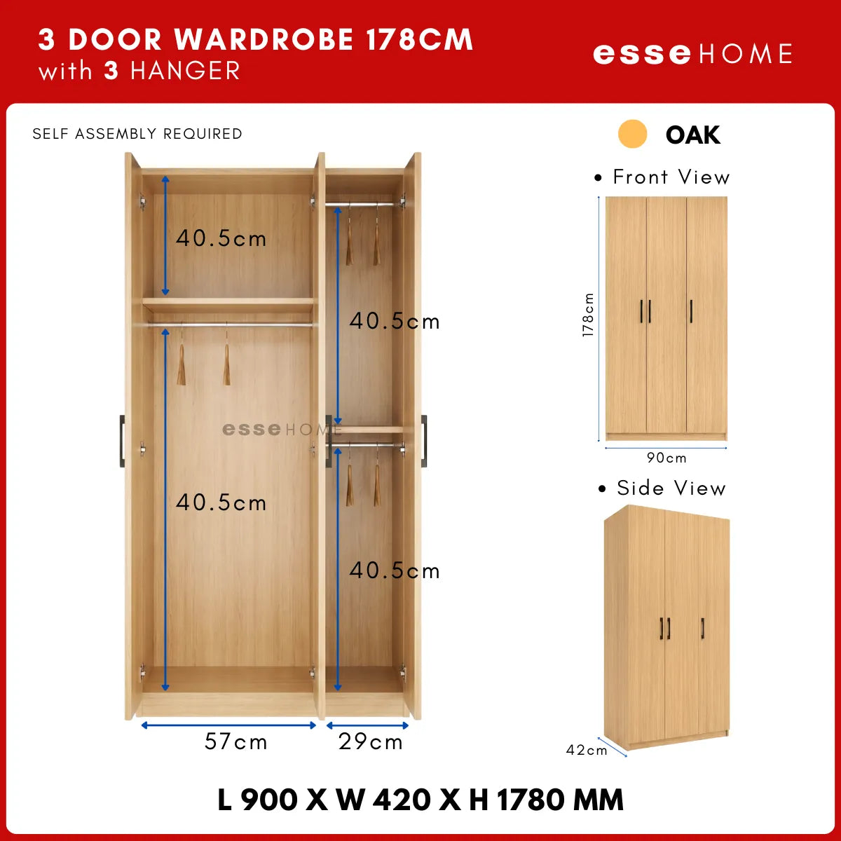 3 Door Wardrobe 178cm — 11