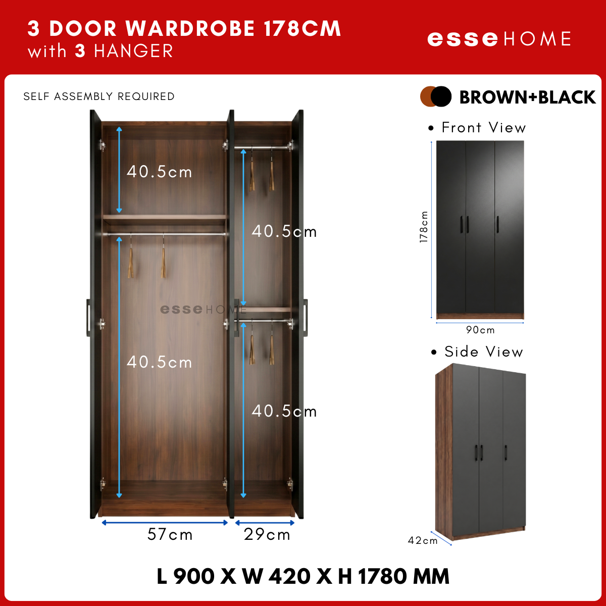 3 Door Wardrobe 178cm — 13