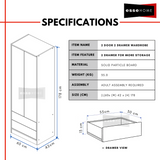 2 Door 2 Drawer Wardrobe 178cm — 4