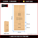 2 Door 2 Drawer Wardrobe 178cm — 9
