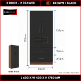 2 Door 2 Drawer Wardrobe 178cm — 11