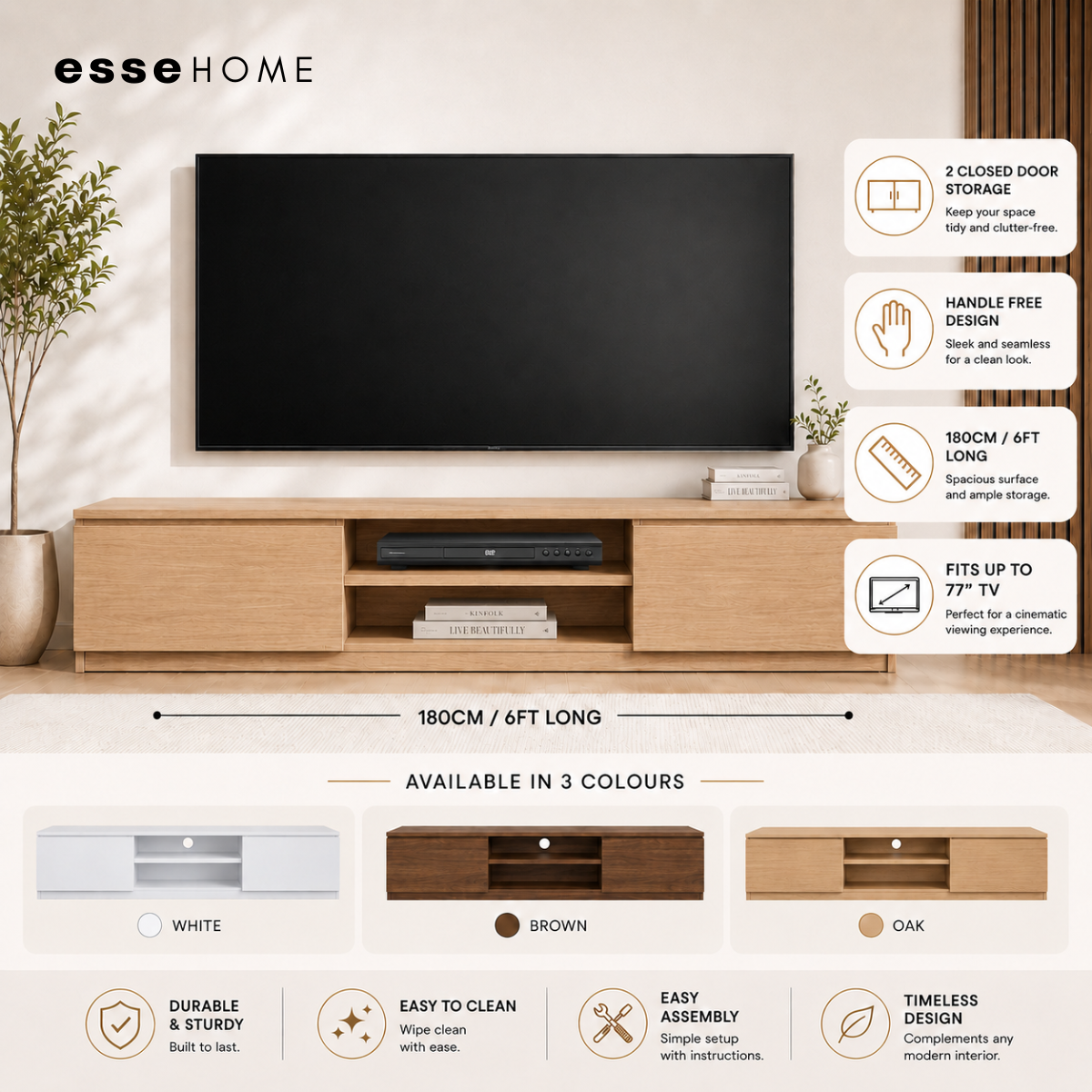 6ft Floor TV Cabinet 180cm — 5