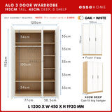 Alo Premium 3 Door Wardrobe H192cm W120cm D45cm — 13