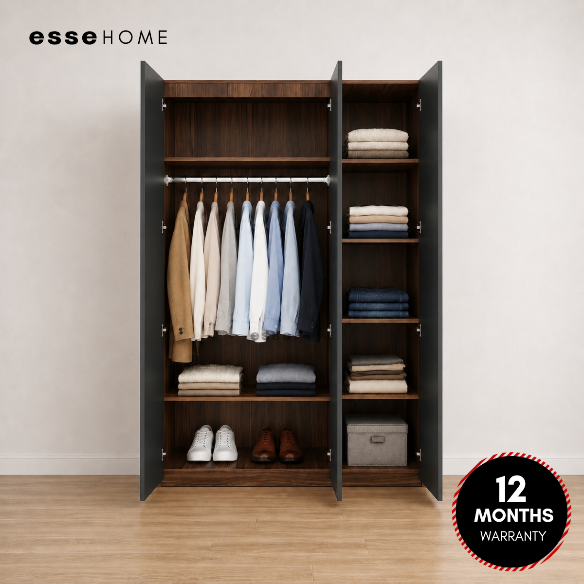 Alo Premium 3 Door Wardrobe H192cm W120cm D45cm — 9