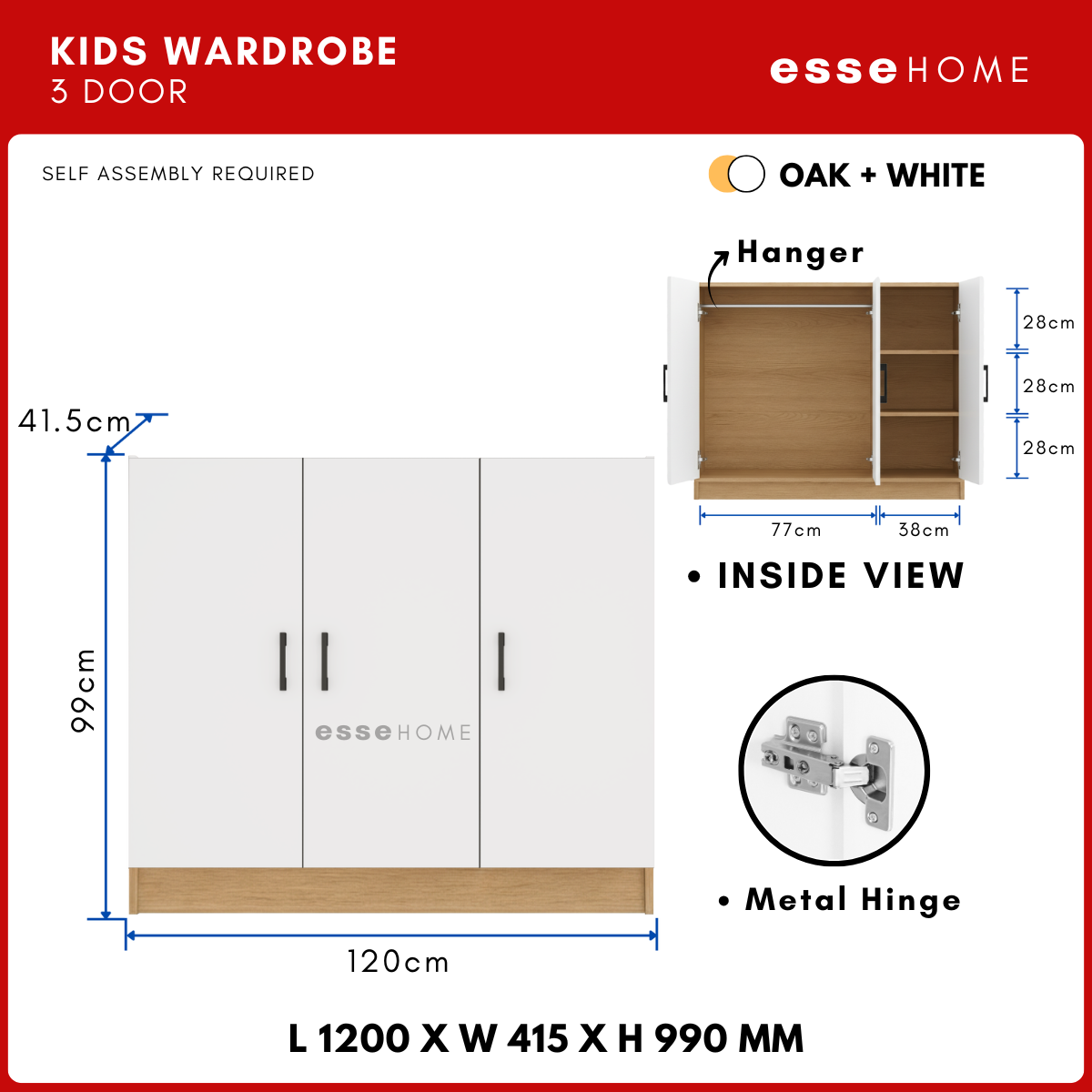 3 Door Kid Wardrobe Cabinet — 9