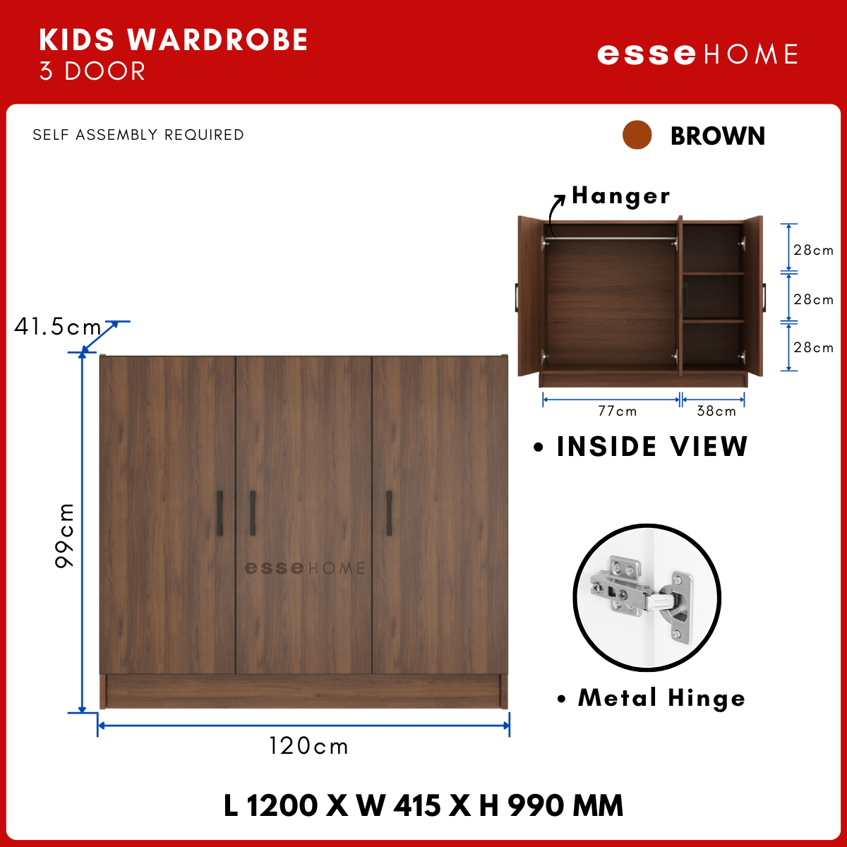 3 Door Kid Wardrobe Cabinet — 7