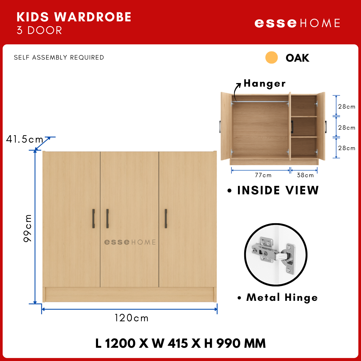 3 Door Kid Wardrobe Cabinet — 8
