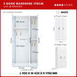 3 Door Wardrobe 178cm