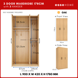 3 Door Wardrobe 178cm