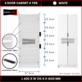 4 Door Cabinet 6 Tier Display Shoe Cabinet 160cm — 6