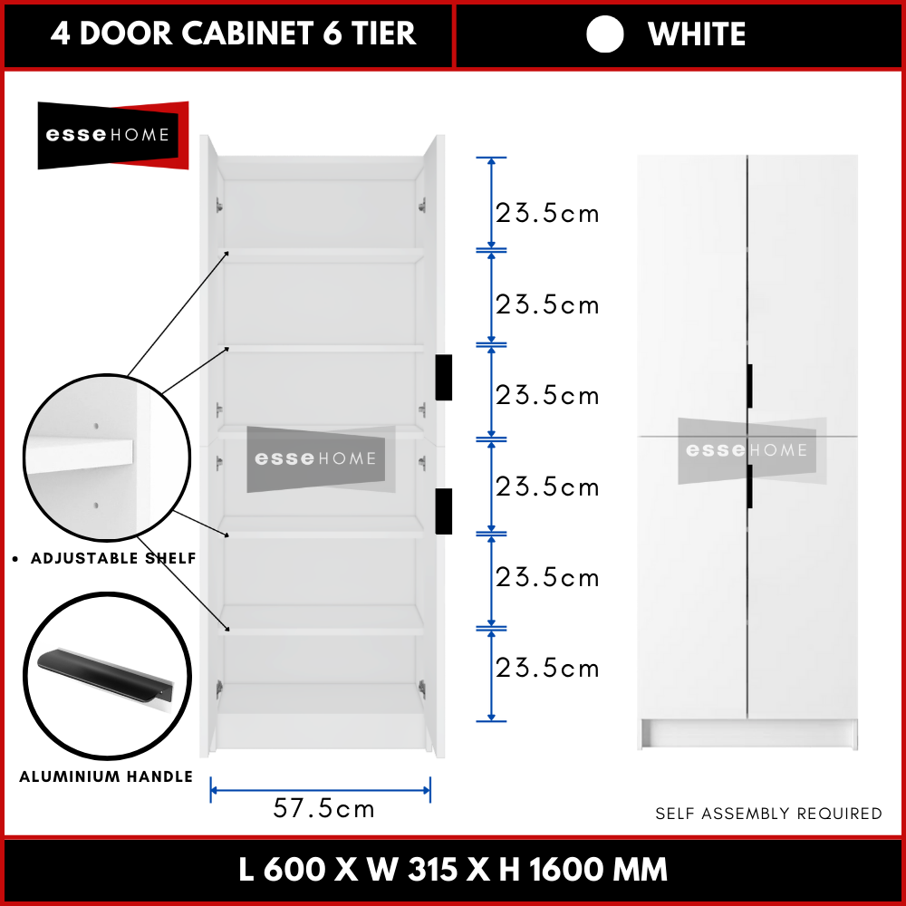 4 Door Cabinet 6 Tier Display Shoe Cabinet 160cm — 6