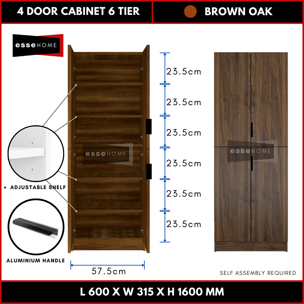 4 Door Cabinet 6 Tier Display Shoe Cabinet 160cm — 7