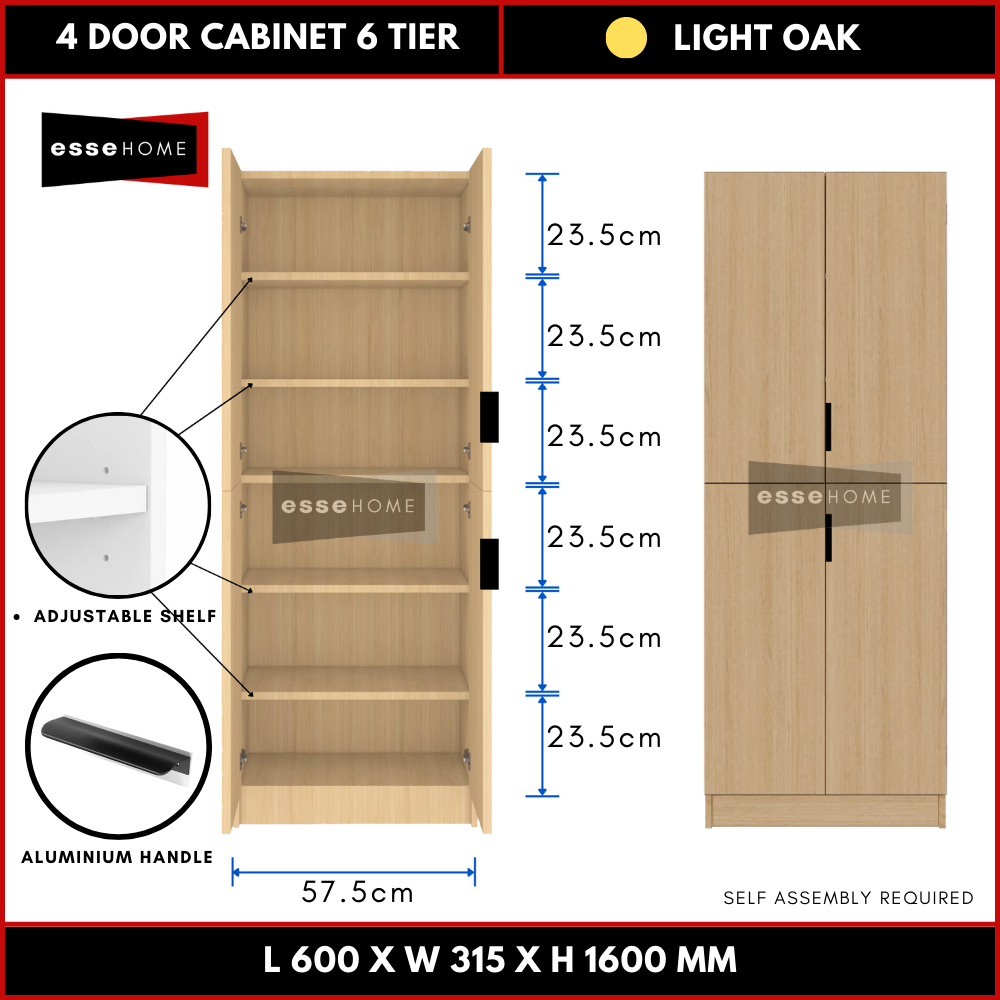 4 Door Cabinet 6 Tier Display Shoe Cabinet 160cm — 8