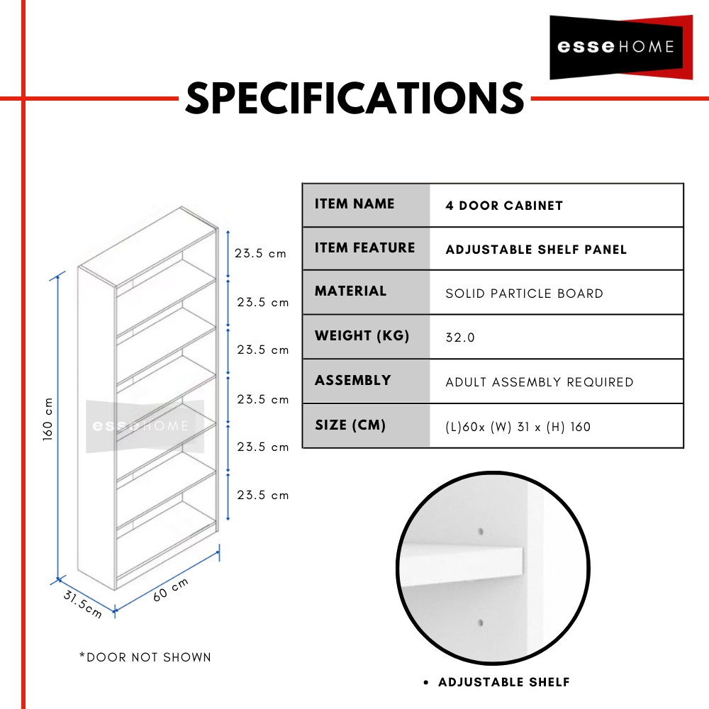 4 Door Cabinet 6 Tier Display Shoe Cabinet 160cm — 4