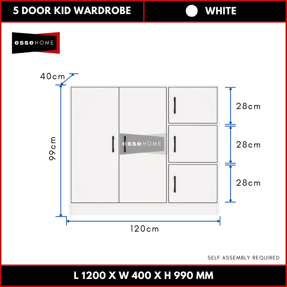5 Door Kid Wardrobe Cabinet — 6