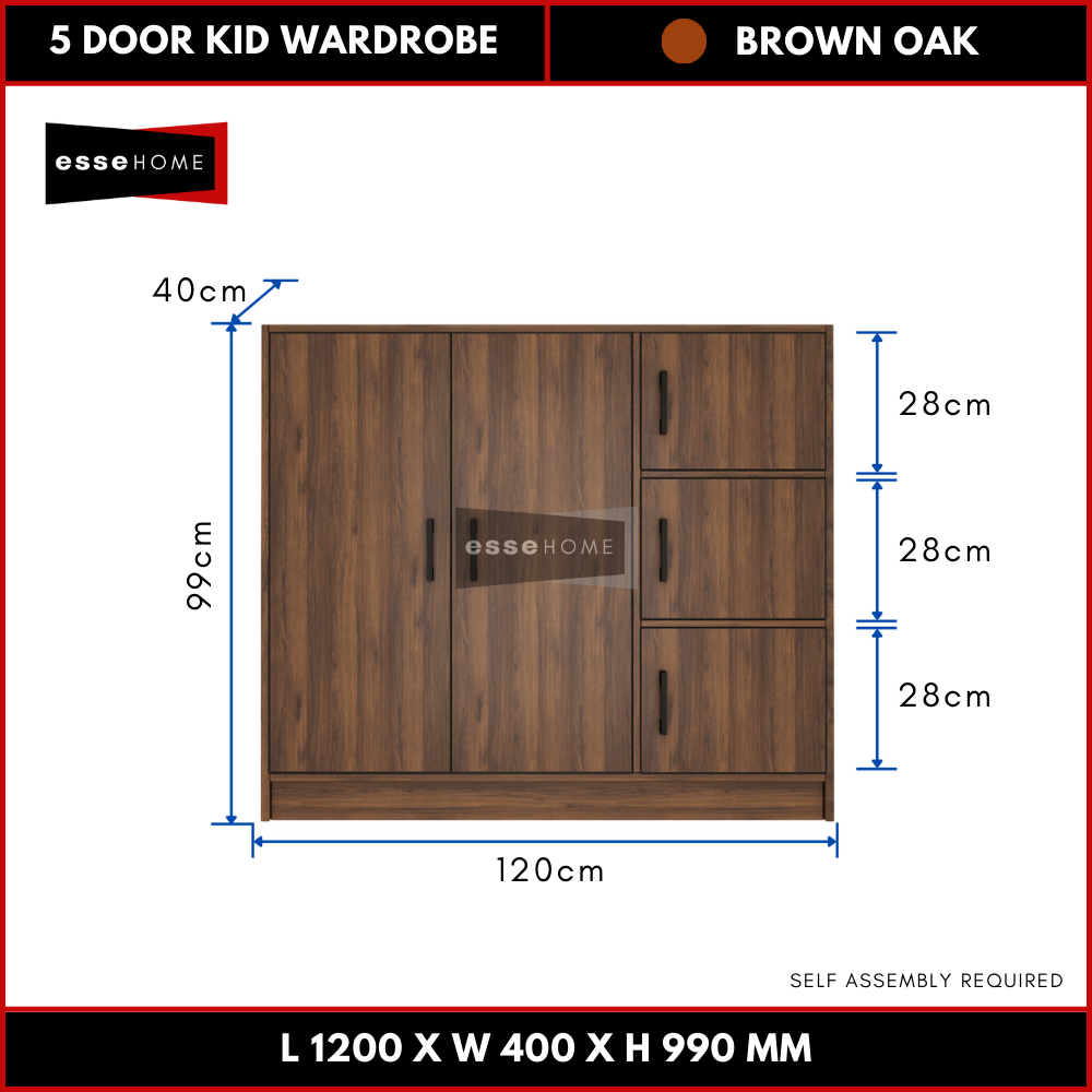 5 Door Kid Wardrobe Cabinet — 7