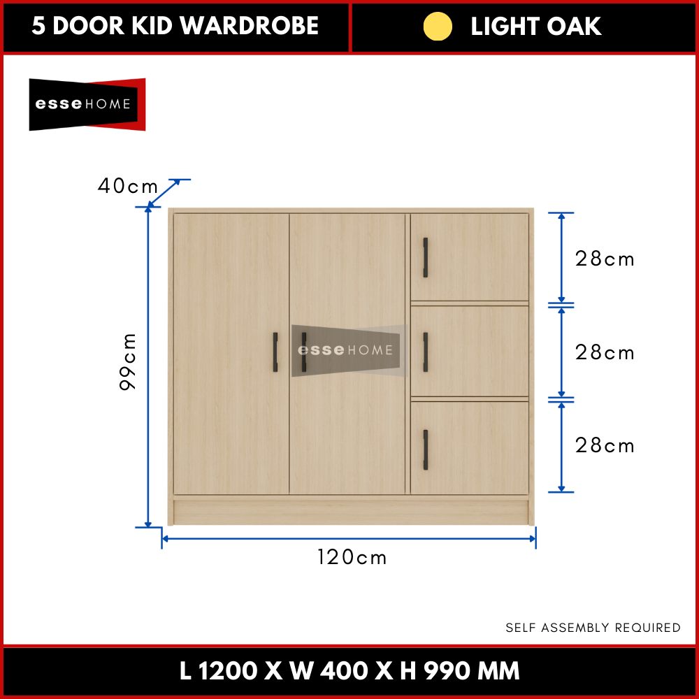 5 Door Kid Wardrobe Cabinet — 8