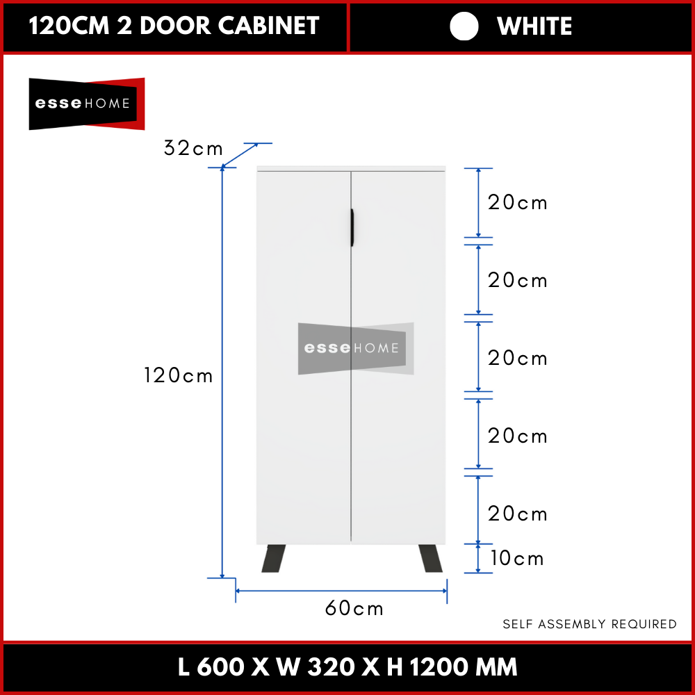 2 Door 5 Tier Multipurpose Shoe Cabinet 120cm — 5