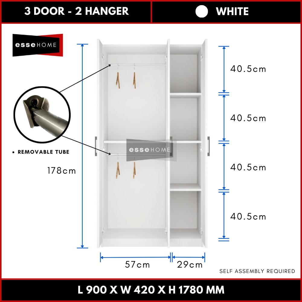 3 Door Wardrobe 178cm — 14