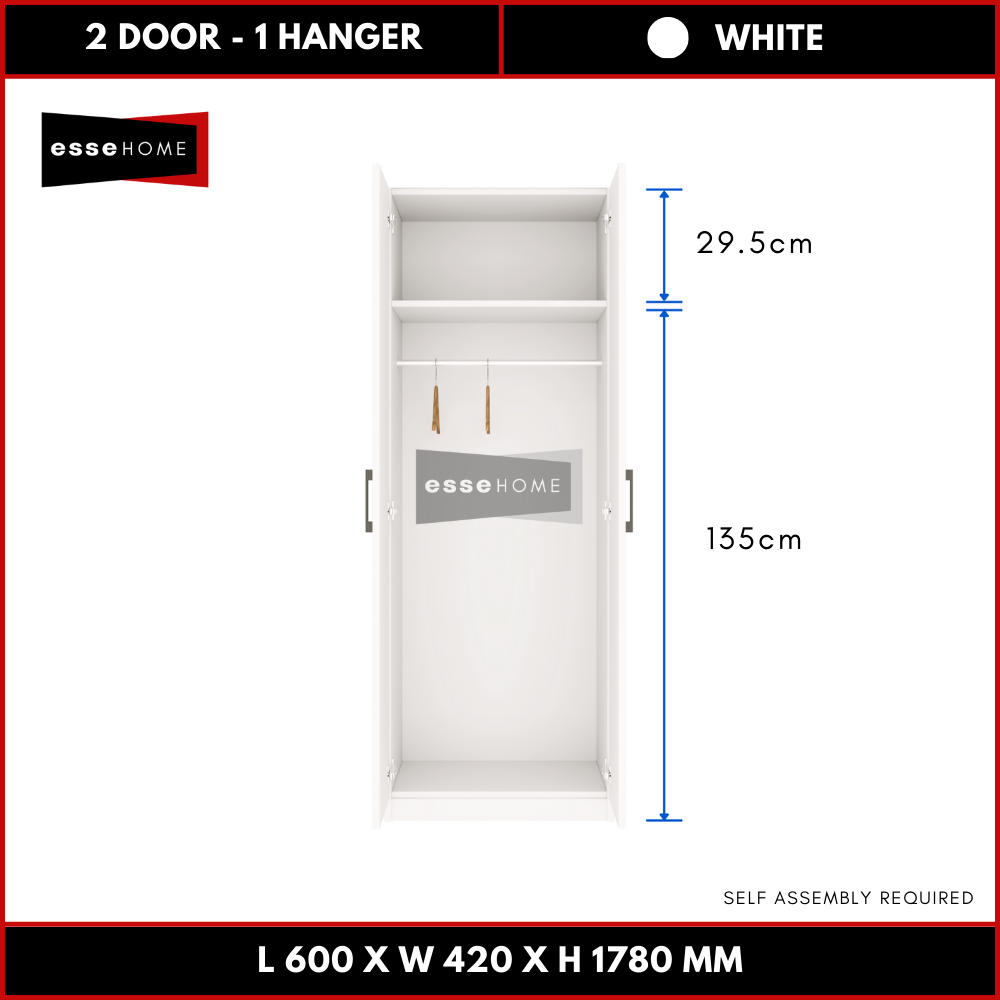 2 Door Wardrobe 178cm — 7