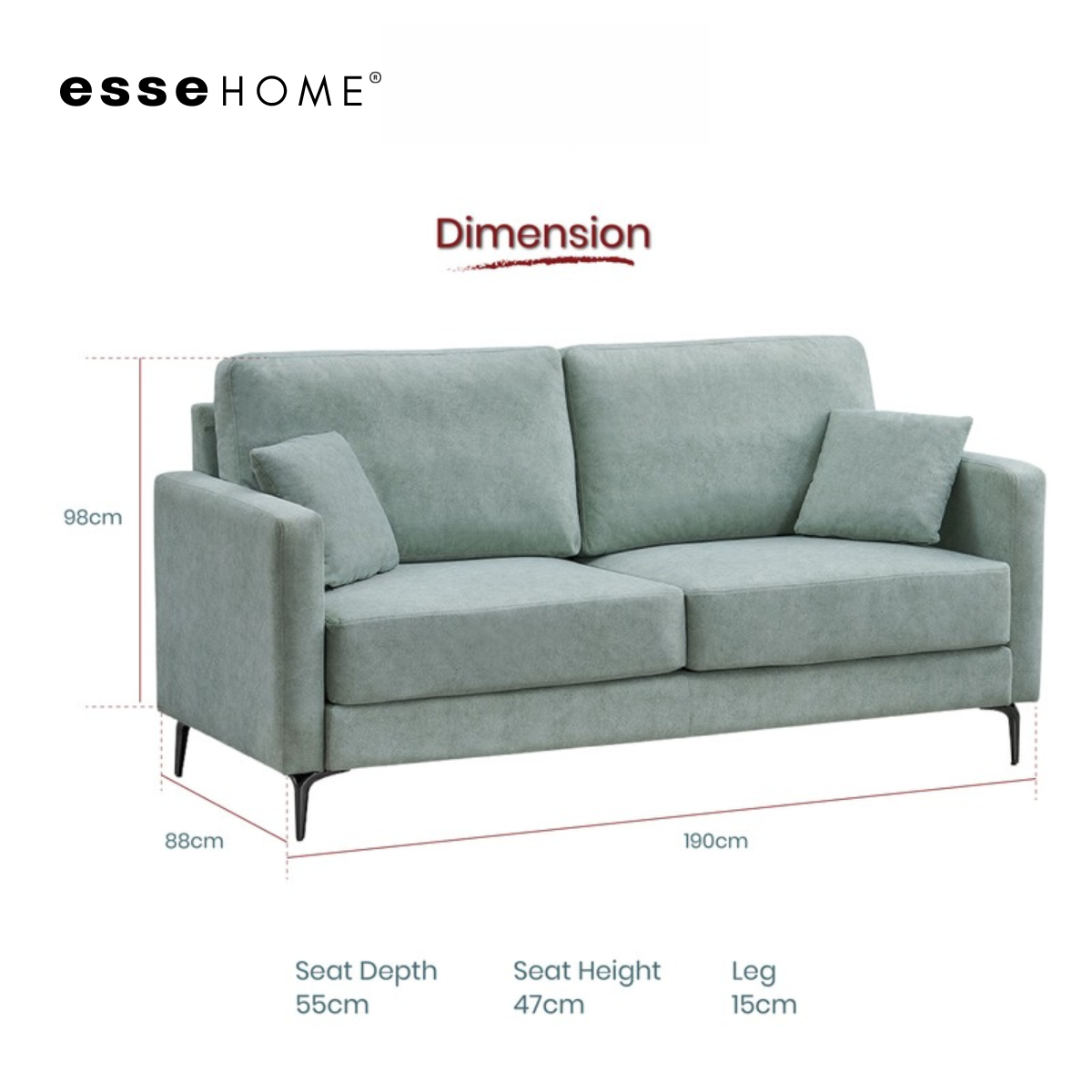 Sofa Lily 3 Seater Easy Clean Fabric with Pocket Spring — 3