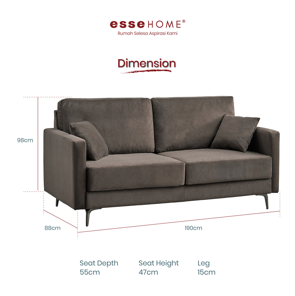 Sofa Lily 3 Seater Easy Clean Fabric with Pocket Spring — 13
