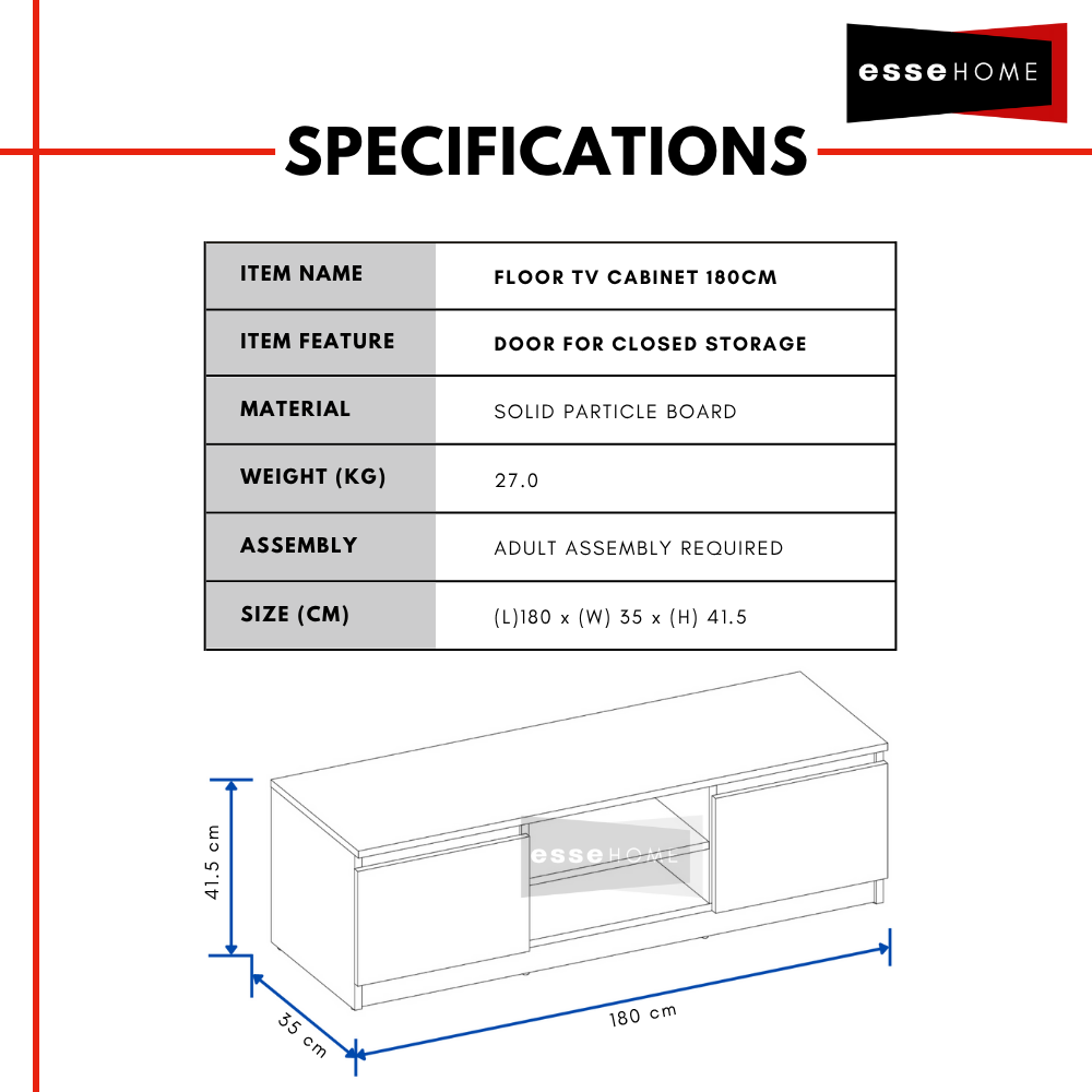 6ft Floor TV Cabinet 180cm — 6