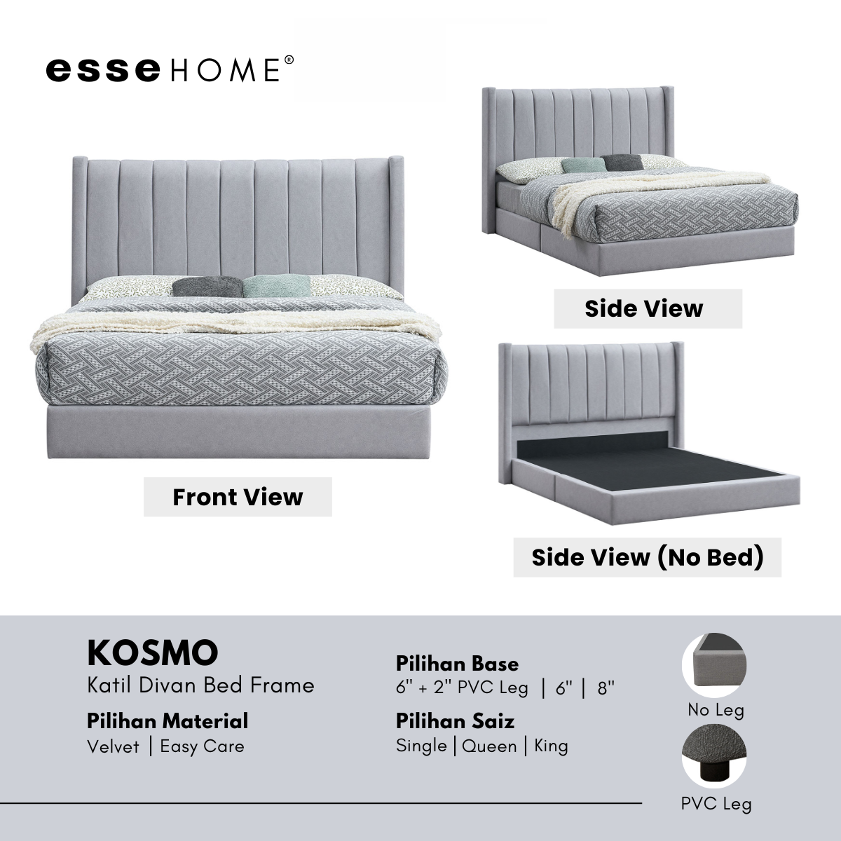 Kosmo Bed Frame Divan Bed Katil Fabrik Upholstered Bed B800 — 4