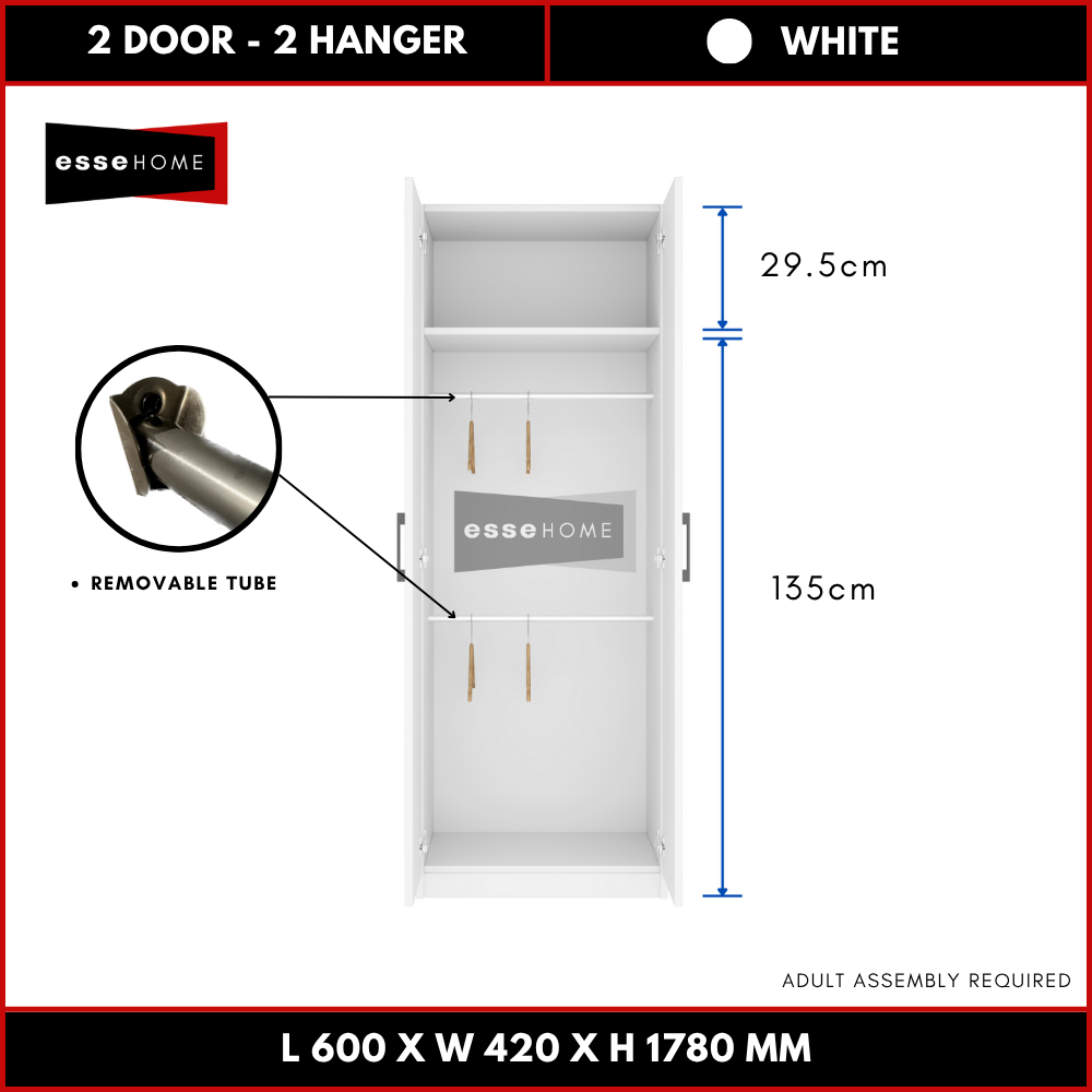 2 Door Wardrobe 178cm — 12