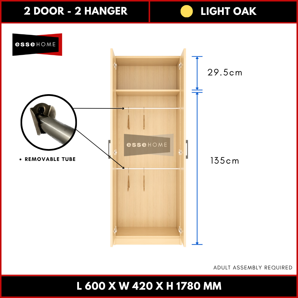 2 Door Wardrobe 178cm — 14