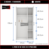 3 Door Wardrobe 178cm — 19