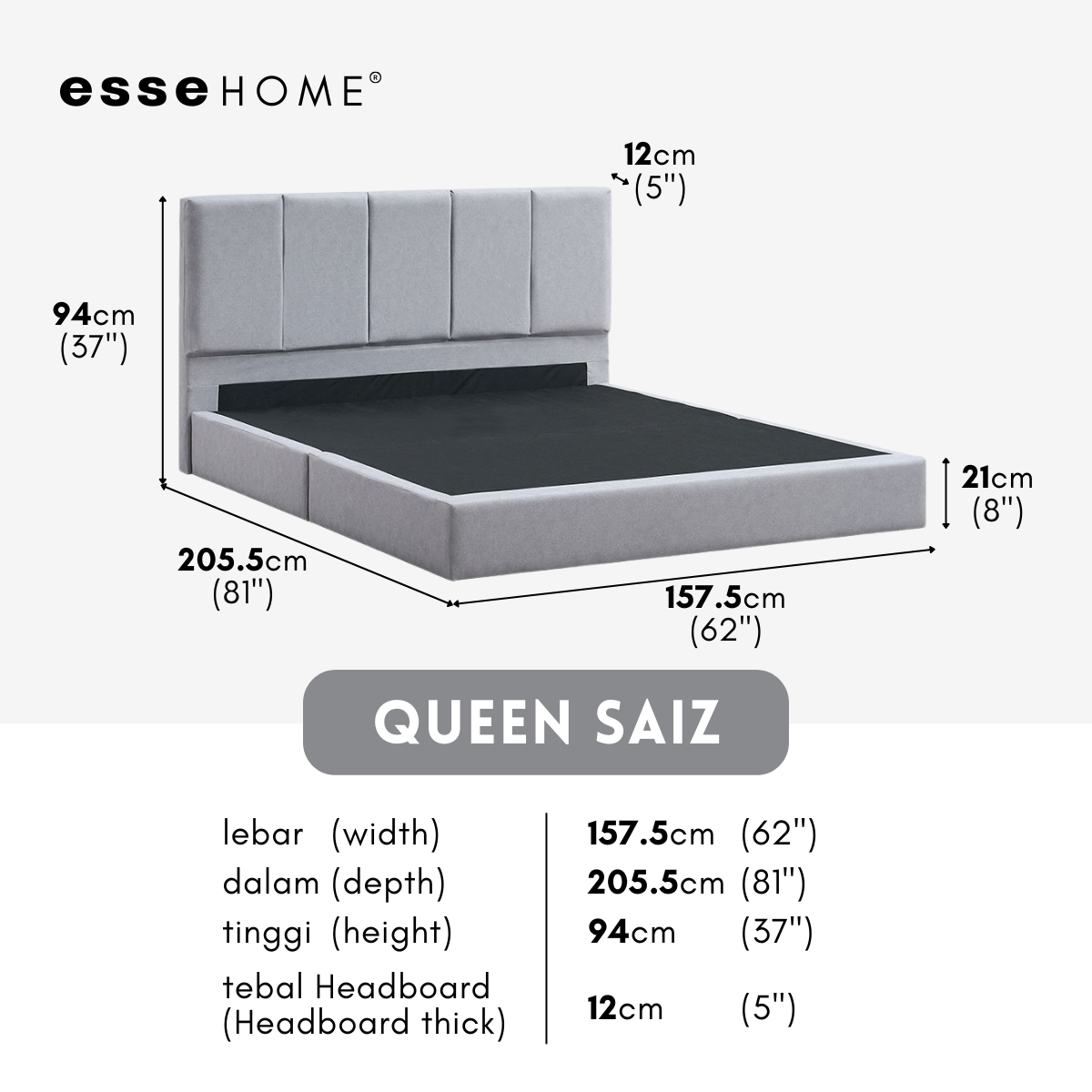 Kaya Bed Frame Divan Bed Katil Fabrik Upholstered Bed B801 — 7