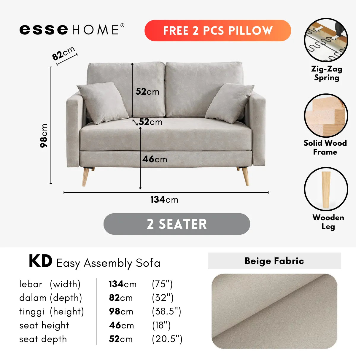 [FREE SHIPPING] Sofa KD 3 Seater or 2 Seater with ZigZag Spring — 8
