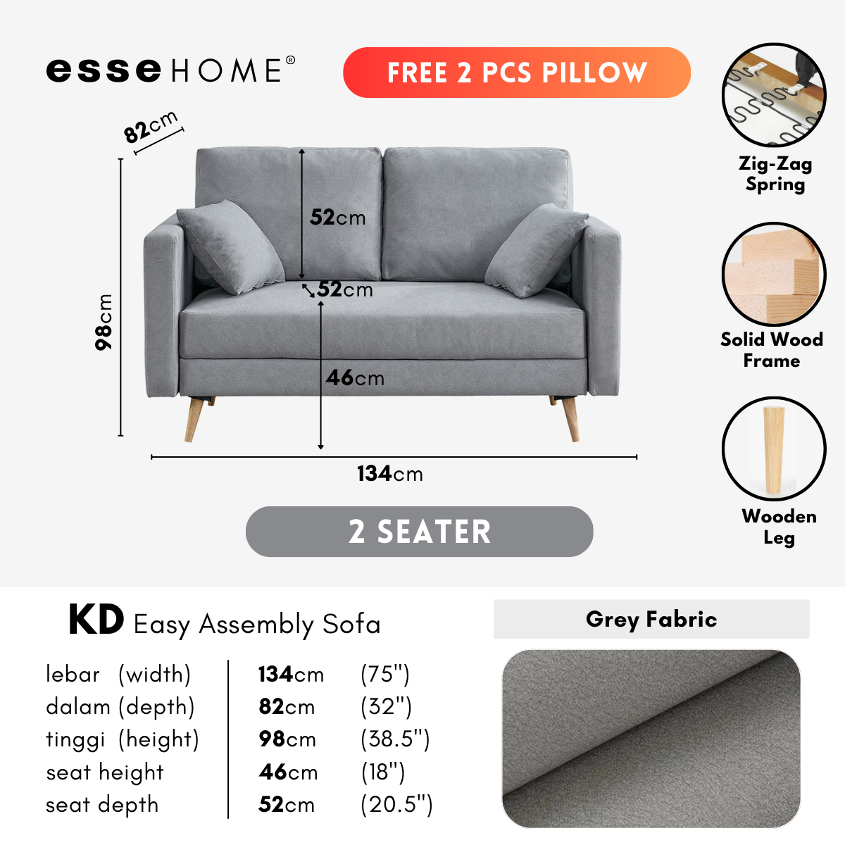 [FREE SHIPPING] Sofa KD 3 Seater or 2 Seater with ZigZag Spring — 9