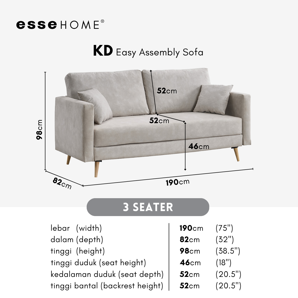 [FREE SHIPPING] Sofa KD 3 Seater or 2 Seater with ZigZag Spring — 5